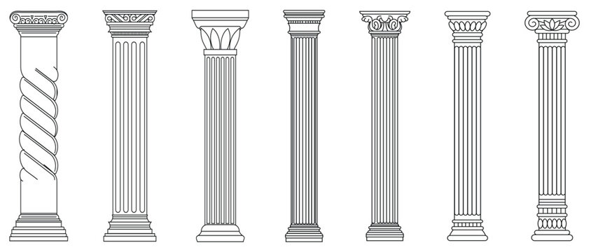 Naklejki Ancient architecture pillars vector illustration. Pillar icon vector, Columns line icon set. Pillar symbol design. Vector illustration.