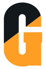 Graphic Letter G Logo Design - Modern Black and Orange Icon