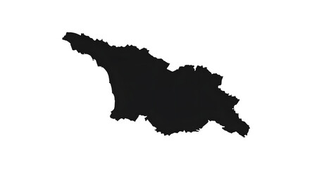 A solid black silhouette map of the country of Georgia, isolated on a plain white background.