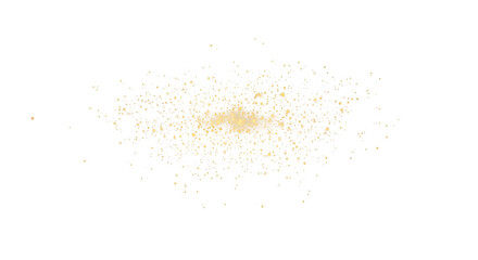 Obraz premium Gold Glitter Dust Burst on White Background | Sparkly Golden Powder Explosion for Celebratory Designs, Cosmetics Mockups and Festive Overlays