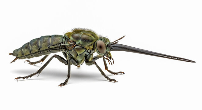Male Dobsonfly (Corydalidae) isolated macro on white background 