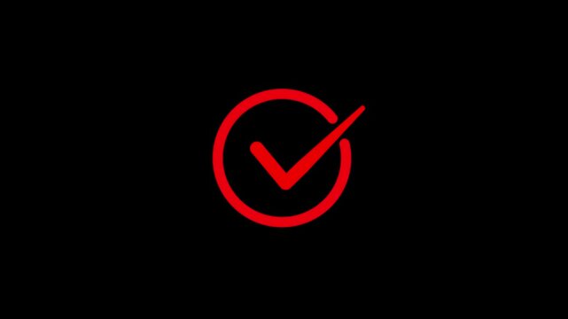 A vibrant red check mark symbol, also known as a tick, on a sleek black background is a striking illustration of a correct choice
