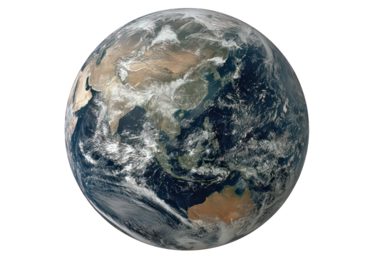 Detailed Earth Satellite Image Showing Continents and Clouds