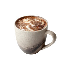 Gourmet Hot Chocolate with Swirled Cream in Speckled Mug