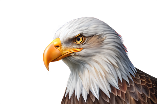 Eagle head with american flag colors isolated on a transparent background