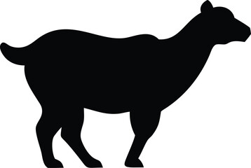 Isolated Black Standing Goat Silhouette on White Background Icon Clip Art