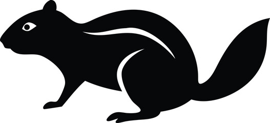Obraz premium Isolated Silhouette of a Black Squirrel on a White Background