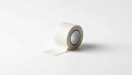 White adhesive tape roll isolated on a white background, perfect for crafts, repairs, and everyday use