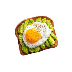 Delicious Avocado Toast with Fried Egg - Overhead Shot