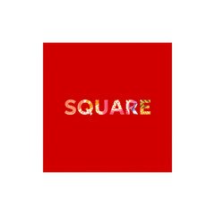 Colorful Textured SQUARE Typography on Bold Red Square Shape