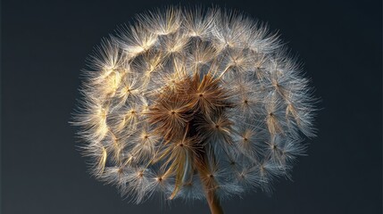 Detailed close up dandelion seed head