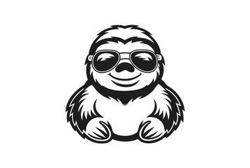 Sloth with Sunglasses, Cartoon Mascot Character on White Background