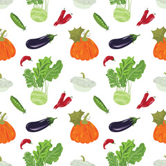 Vegetable Seamless Pattern, Harvest Mix Repeat, Market Veg Motif