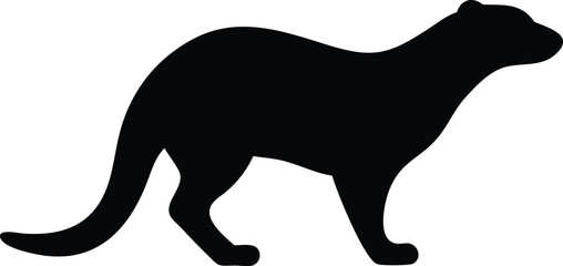 Standing Ferret Silhouette on White Background