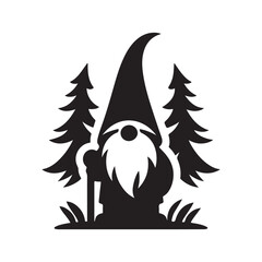 fall gnome vector silhouette clip art logo design illustration