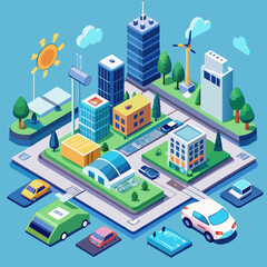 isometric city view illustration