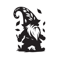 fall gnome vector silhouette clip art logo design illustration