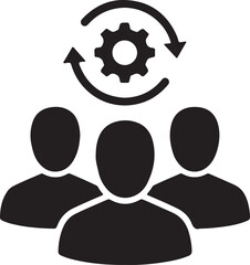 Teamwork process icon vector isolated on white background business management, collaboration, and workflow optimization symbol with gear and arrows