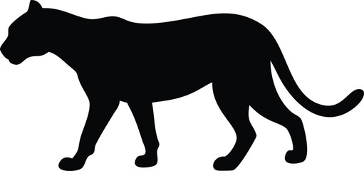 Walking Feline Silhouette on White Background Wild Cat Icon Design