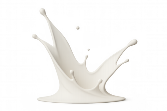 Creamy milk splash creating crown-like silhouette, highlighting liquid dynamics and pristine texture against transparent backdrop