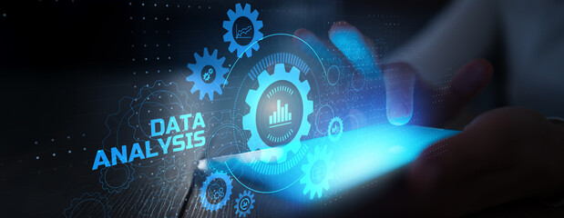 Data Analysis and Business Metrics Visualization on a Digital Touchscreen Interface.