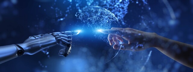 Human and AI Collaboration in Advanced Technology Concept.