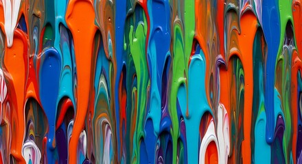 Vector art of abstract colorful paint drips on canvas, vibrant and textured art background