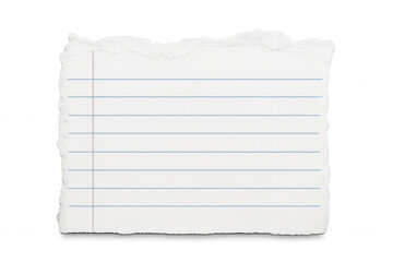 White lined paper with ripped edges creating a blank space for writing, isolated on transparent background