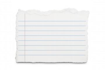 White lined paper with ripped edges creating a blank space for writing, isolated on transparent background