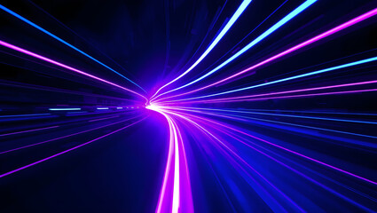 Abstract tunnel with glowing lights, conveying speed and motion. This image evokes a sense of movement, progress, and futuristic technology