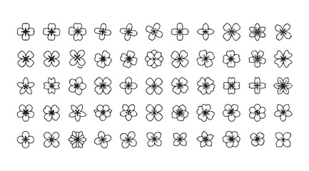 Collection of delicate floral motifs in a consistent black silhouette style