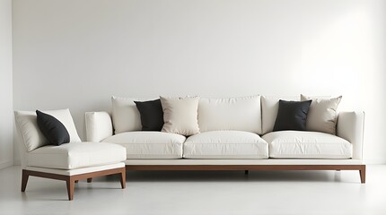 Create a stylish living room with this modern white sofa and chair set in a bright neutral space