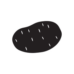 Single whole potato silhouette vector flat illustration design on white background