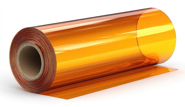 Rolled translucent orange plastic sheet