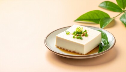 Tofu cubes with herbs and fresh ingredients