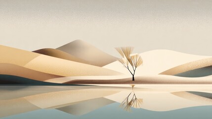 Desert landscape reflection