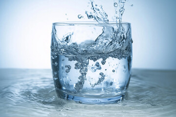 Cavity-filling water in glass, generated AI