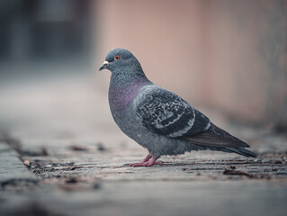 Obraz premium Urban Bird Resting on Concrete Ground Outdoors