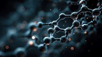 Molecular Structure Visualization with Sparkles on Dark Background for Science