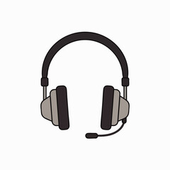 A modern black and grey over-ear headset with an attached microphone, perfect for gaming, remote work, or customer support, isolated on a clean white background.