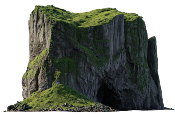 Green Grassy Cliff Rock Island