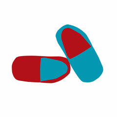 Simple Flat Two Color Pill Capsule Medication Healthcare Illustration