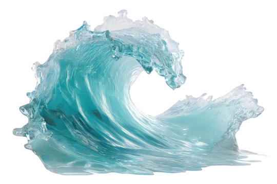 Ocean Wave Abstract Sculpture Teal Glass