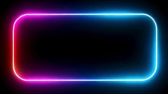 Glowing neon rounded rectangle frame with blue and pink gradient on black background