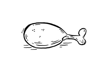 Chicken leg drumbstick hand drawn vector sketch illustration