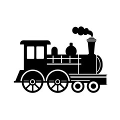 Locomotive Steam Engine Silhouette Vector Flat and Clean