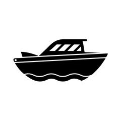Motorboat with Wake Icon Vector Flat and Clean Look