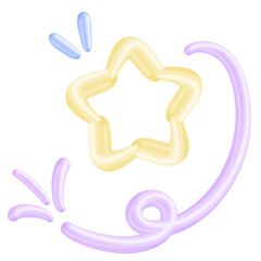 doodle Whimsical Pastel Star Decoration with Swirl and Accents for Creative Designs
