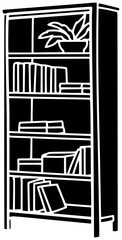 education illustration library silhouette bookshelf logo literature icon book outline school bookcase study knowledge read shelf collection day bookstore shape home vector graphic background
