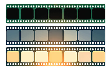Filmstrip Frames with Gradient Color Variations and Movie Reel Effects